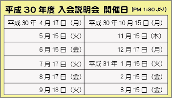 入会説明会開催日
